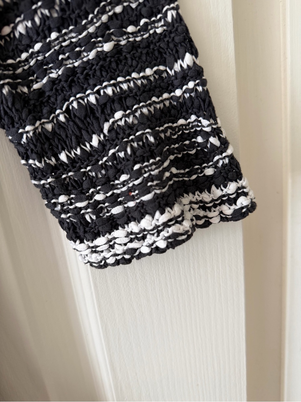 Eileen Fisher L Black White Cotton Knit Top Italian Yarn - Picture 4 of 6